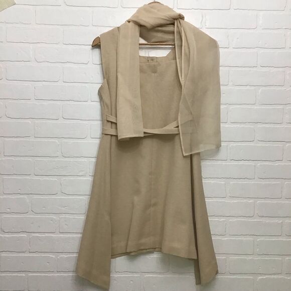 VINTAGE handcrafted Medieval inspiration linen blend tapestry dress size 4 - Picture 5 of 11